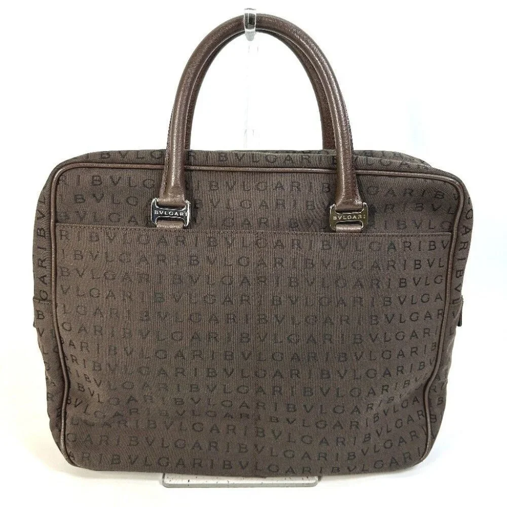 BVLGARI Hand Bag Logo mania briefcase bag Business bag Canvas Brown/Orange